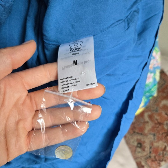 Anthropologie Farm Rio Sz Medium Star Fruits Puff‎ Sleeve Midi Dress Tropical - Picture 9 of 13